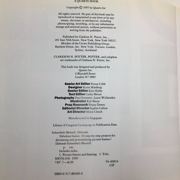 1990s Fabulous Frames by Deborah Schneebeli-Morrell Softcover Book - Picture 3 of 9